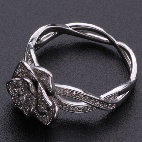 925 Sterling Silver Sapphire Rose Ring - Picture 4 of 10